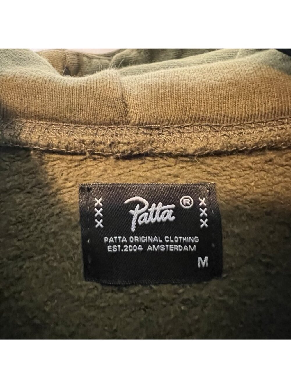 Patta Hoodie – Olive Green w/ White Spellout Logo – Size Medium - Picture 3 of 6